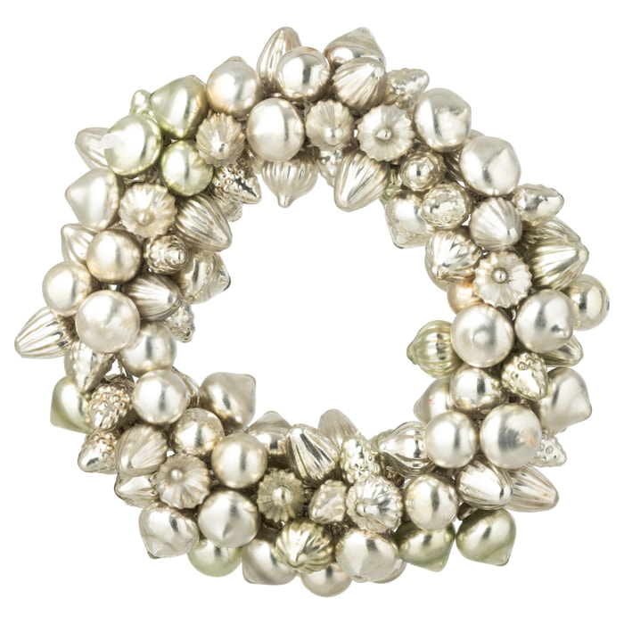 J-Line décoration couronne Boule de Noël - verre - argent
