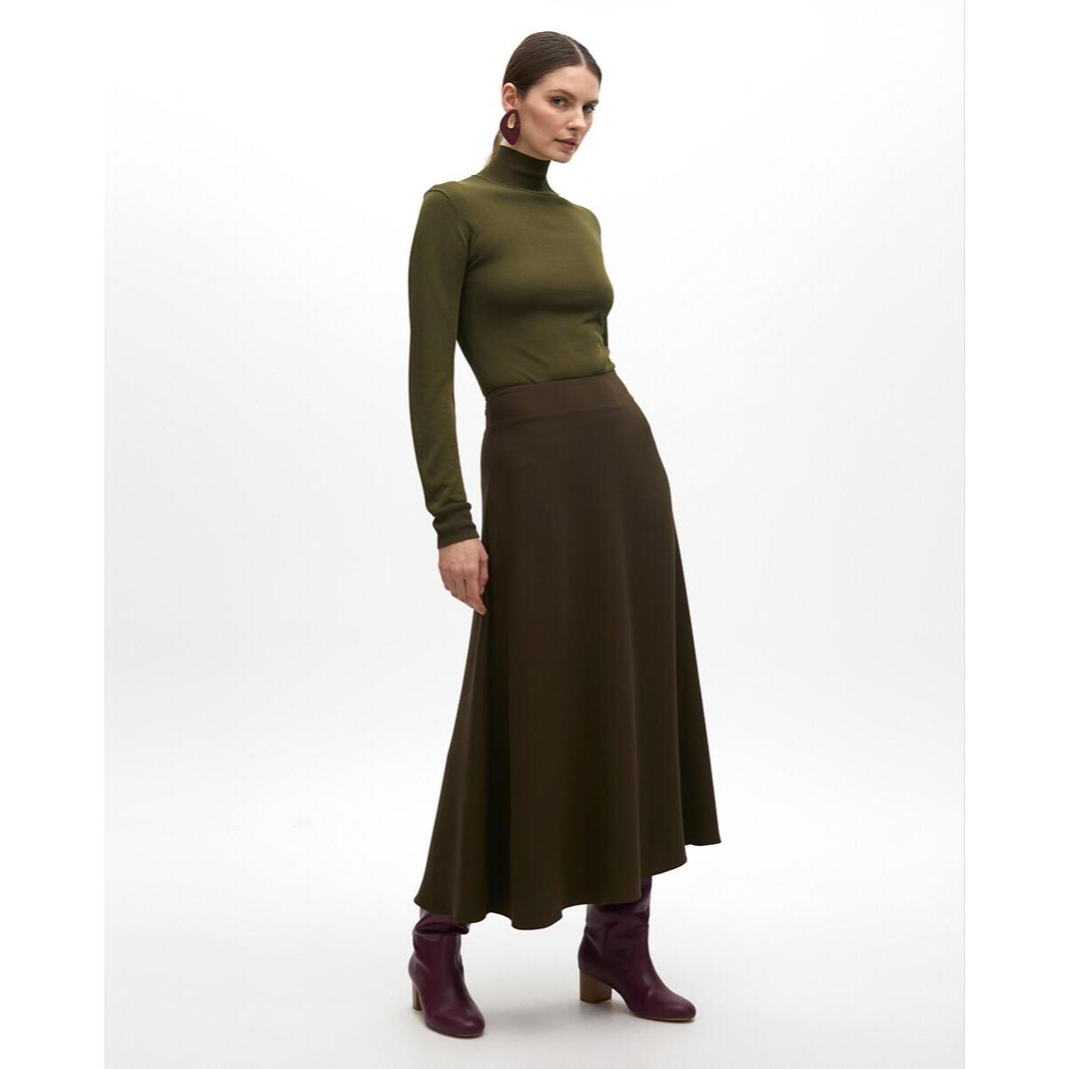 Gonna Evase Crepe Midi