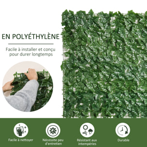 Haie artificielle brise-vue décoration rouleau 3L x 1H m feuillage réaliste anti-UV vert