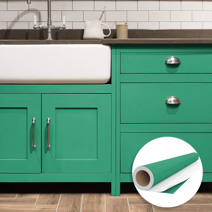 Rouleau adhésif décoratif Vinyle au Mètre - Turquoise - Sticker Lavable Imperméable Mur Cuisine Meubles