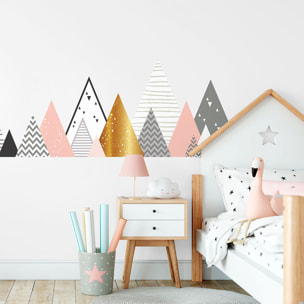 Stickers muraux enfants - Décoration chambre bébé - Autocollant Sticker mural géant enfant montagnes scandinaves LORAKA