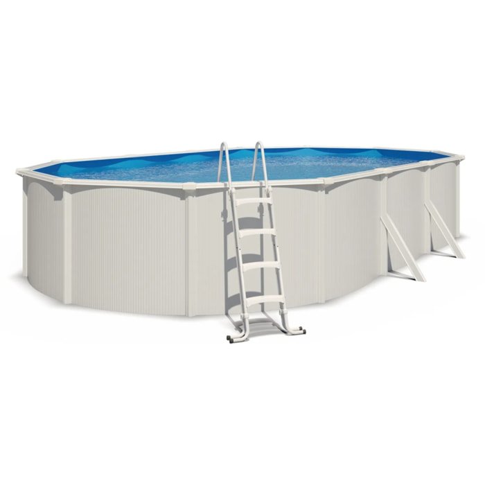 Piscine hors sol acier ovale 7,60 x 4,55 x 1,32 m blanche SAPHIR