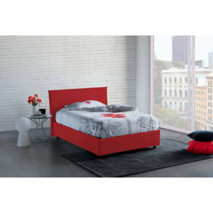 Letto piazza e mezza Anyta, Letto contenitore con rivestimento in tessuto, 100% Made in Italy, Apertura frontale, adatto per materasso Cm 120x190, Rosso