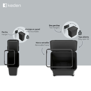 Sistema de reciclaje de 12l en color negro keden