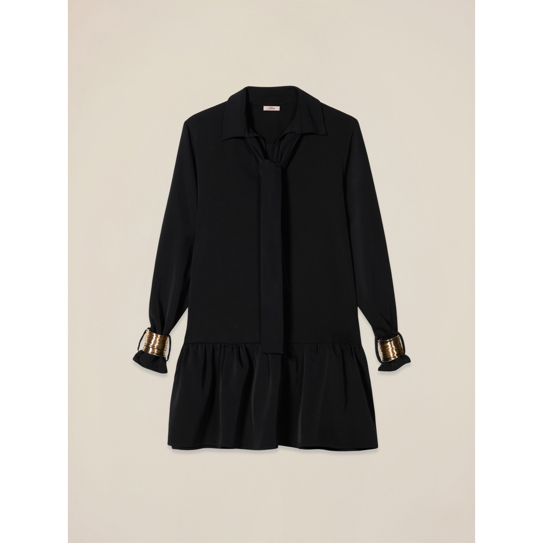 Oltre - Vestito svasato con braccialetti dorati - Nero