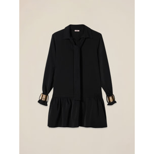 Oltre - Vestito svasato con braccialetti dorati - Nero