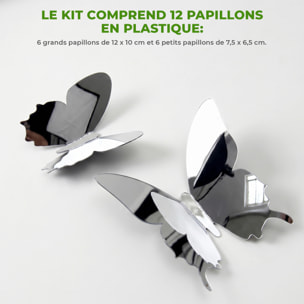 Kit de 12 Stickers papillons 3D miroirs