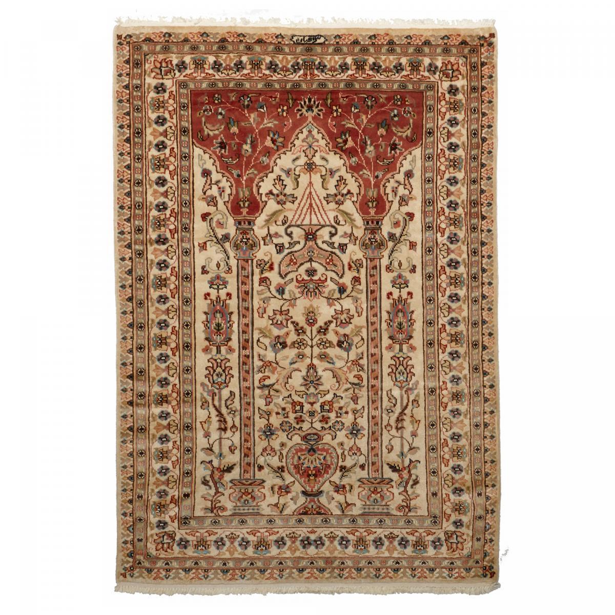 Authentique tapis d'orient, noué à la main en laine et soie