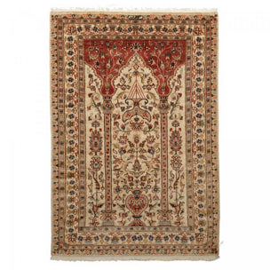 Authentique tapis d'orient, noué à la main en laine et soie