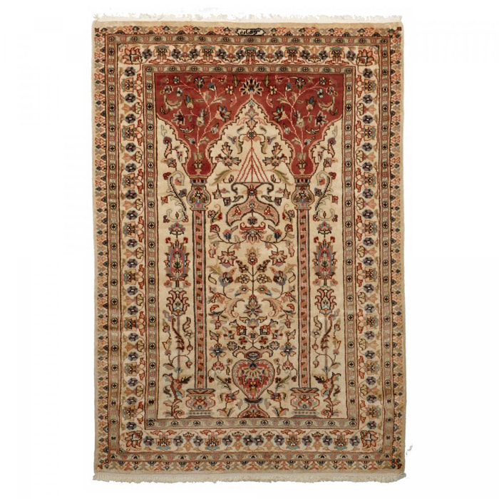 Authentique tapis d'orient, noué à la main en laine et soie