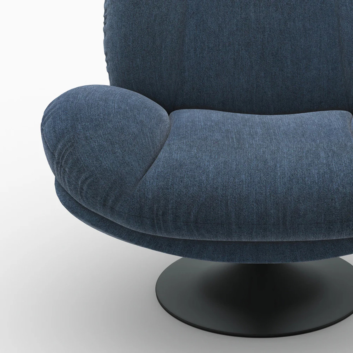 Fauteuil pivotant en tissu effet velours bleu nuit - Ricci