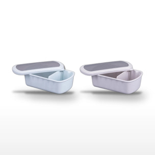 Lot de 2 Lunchbox 1L Fackelmann Storage Bleu et Beige avec compartiment réglable
