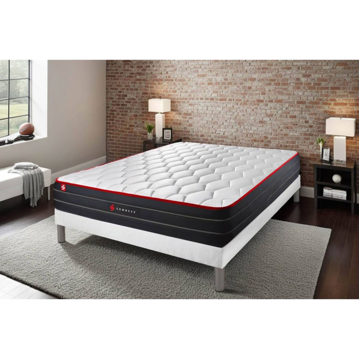 Ensemble Matelas Sommier 200x200 cm - Sommier Blanc (en kit) - Boost