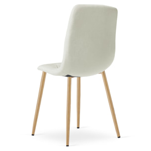 Set di 2 sedie Libra in tessuto beige e gambe effetto legno