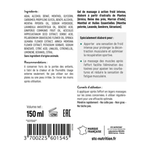 Gel Cryo Défatigant - Apaise muscles & articulations - Arnica + huiles essentielles - Sans paraben - Flacon 150ml