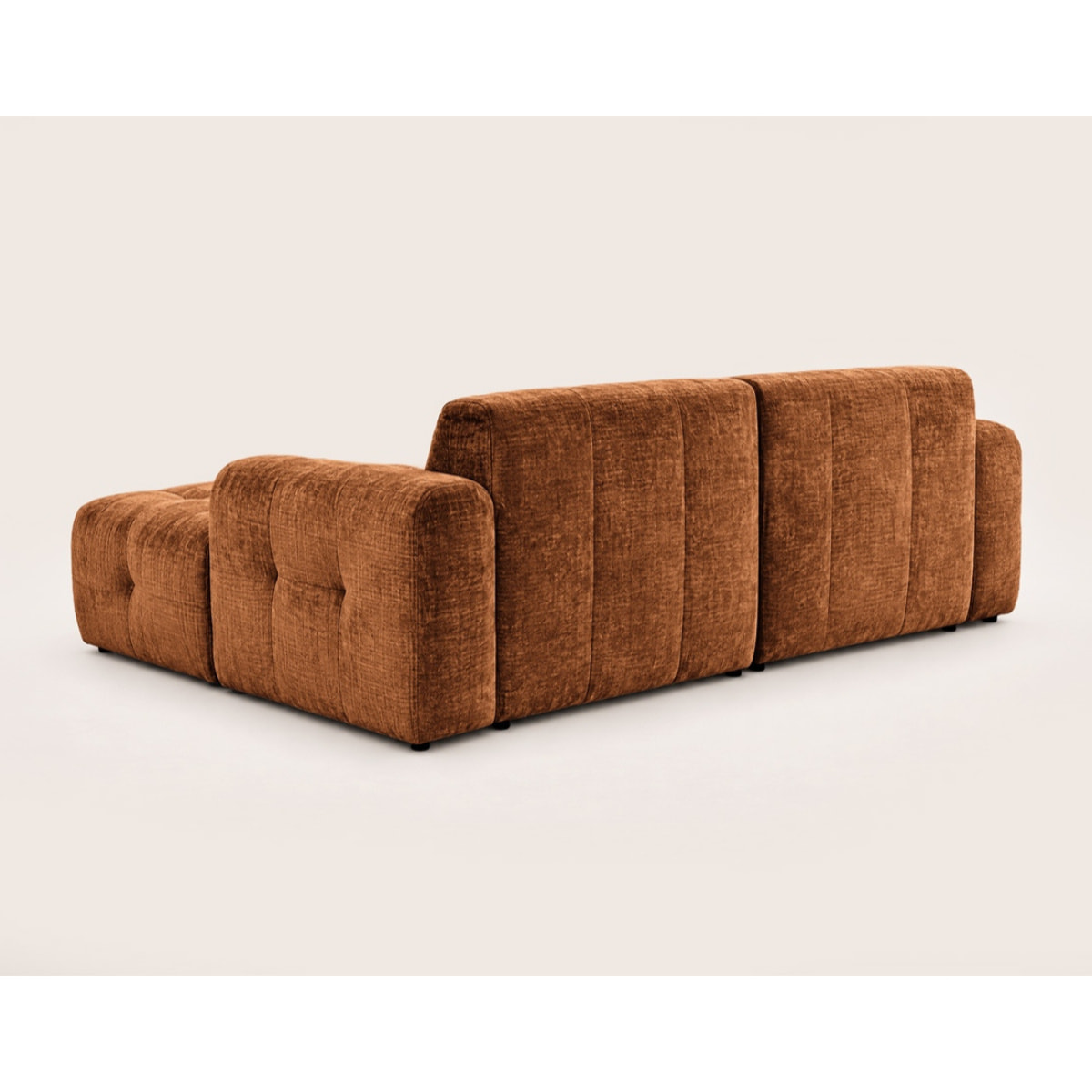 Diane - Canapé d'angle droit 4 places en velours texturé - Terracotta
