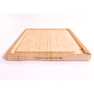 Tagliere in bambù (motivo ondulato) | Naturalmente antibatterico e antifungino (40 × 30 × 2 cm)