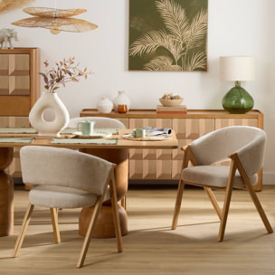 Fauteuil de table Amza H.79cm beige bois naturel
