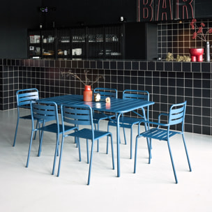 Table de jardin pliante métal + 6 assises AMÉLIA