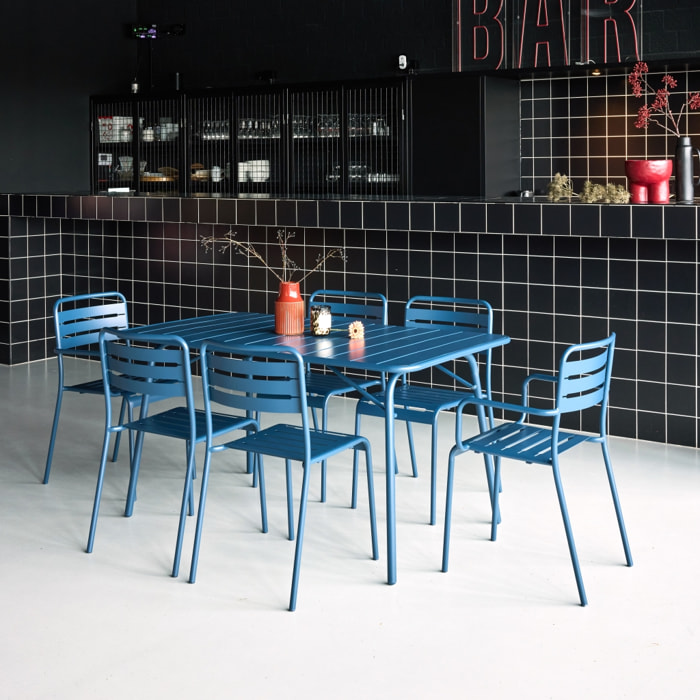 Table de jardin pliante métal + 6 assises AMÉLIA