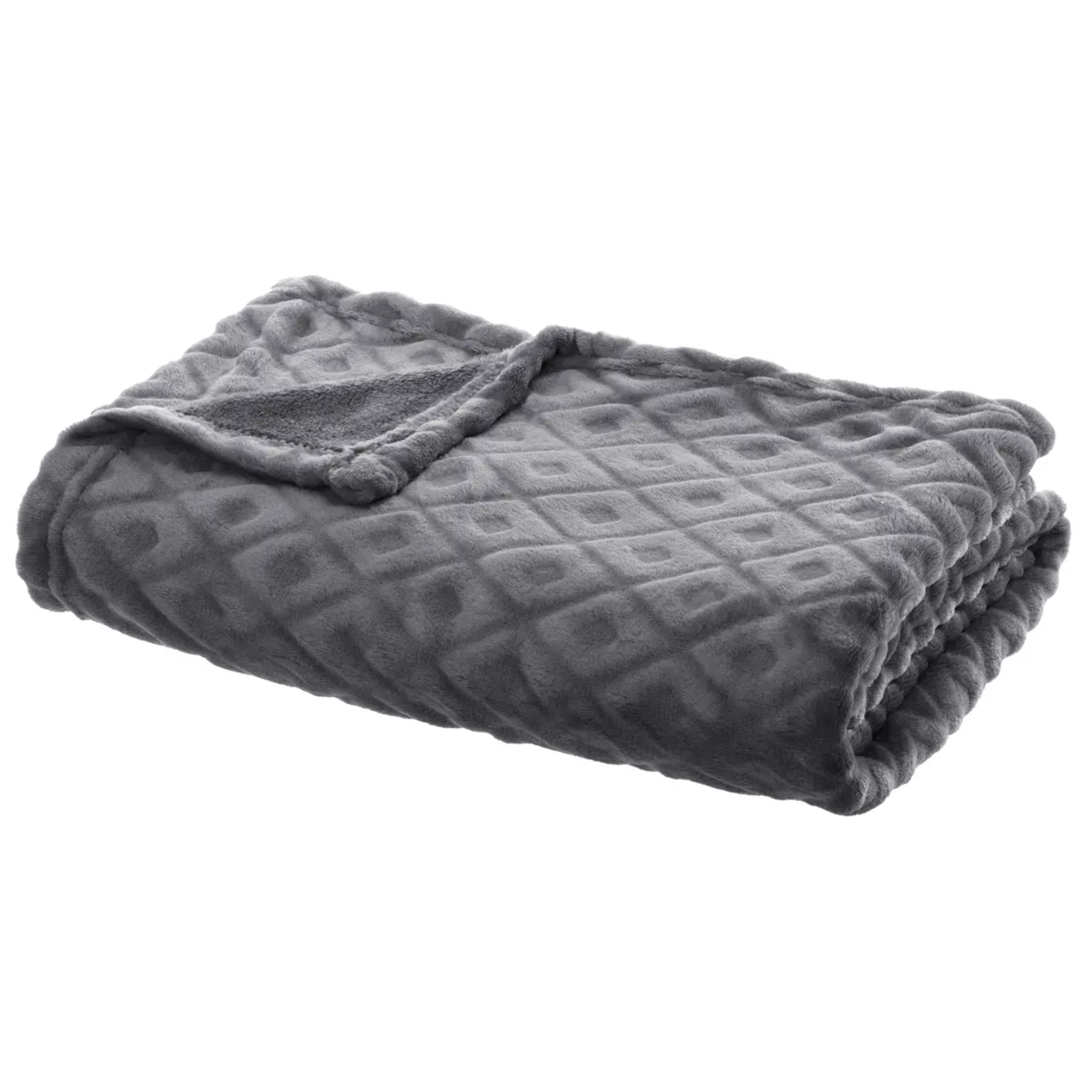 Plaid "Losange" flanelle gris ardoise 125x150cm