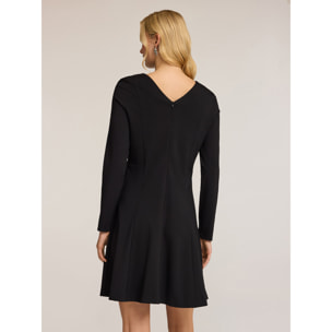 Motivi - Vestido flare en punto milano - Negro