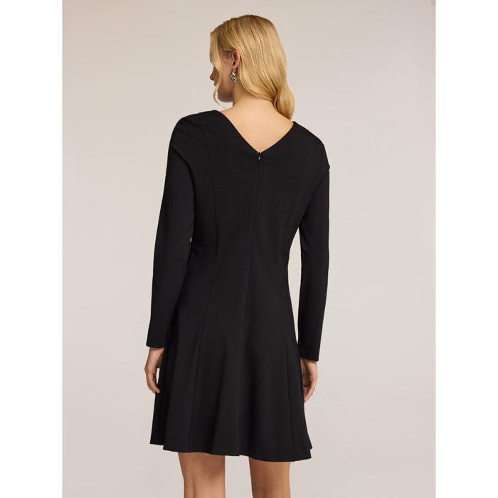 Motivi - Vestido flare en punto milano - Negro