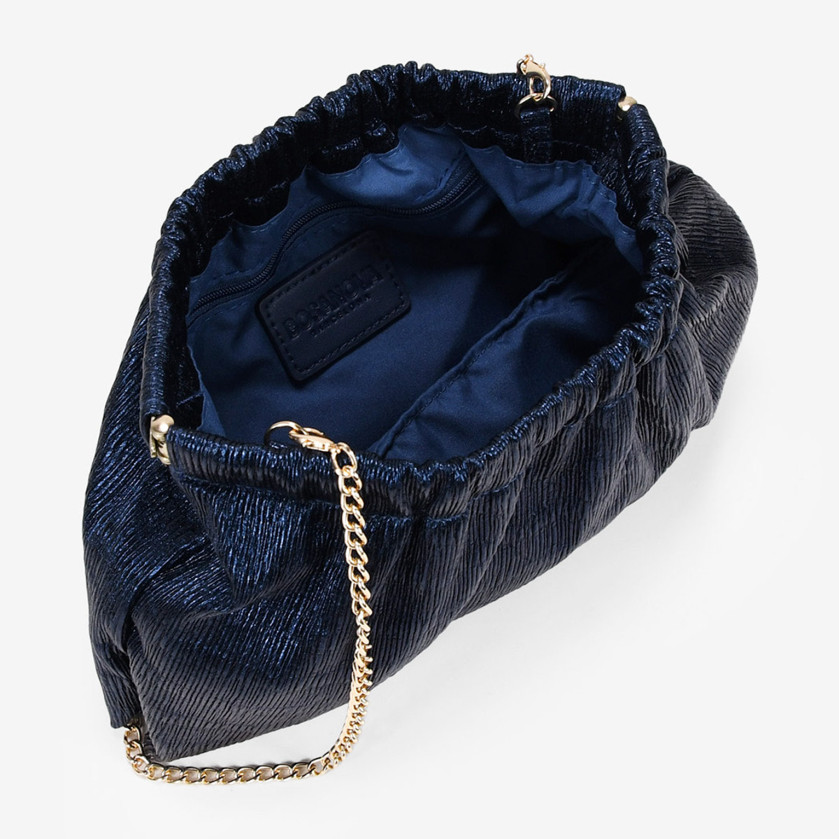 Bolso de fiesta azul con boquilla