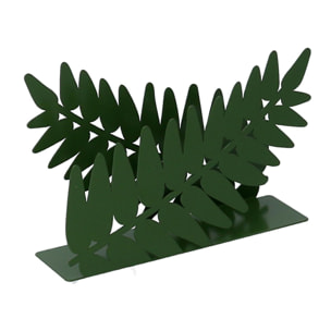 Portatovaglioli in metallo foglia d'alloro verde scuro rettangolare cm14,5x4h10