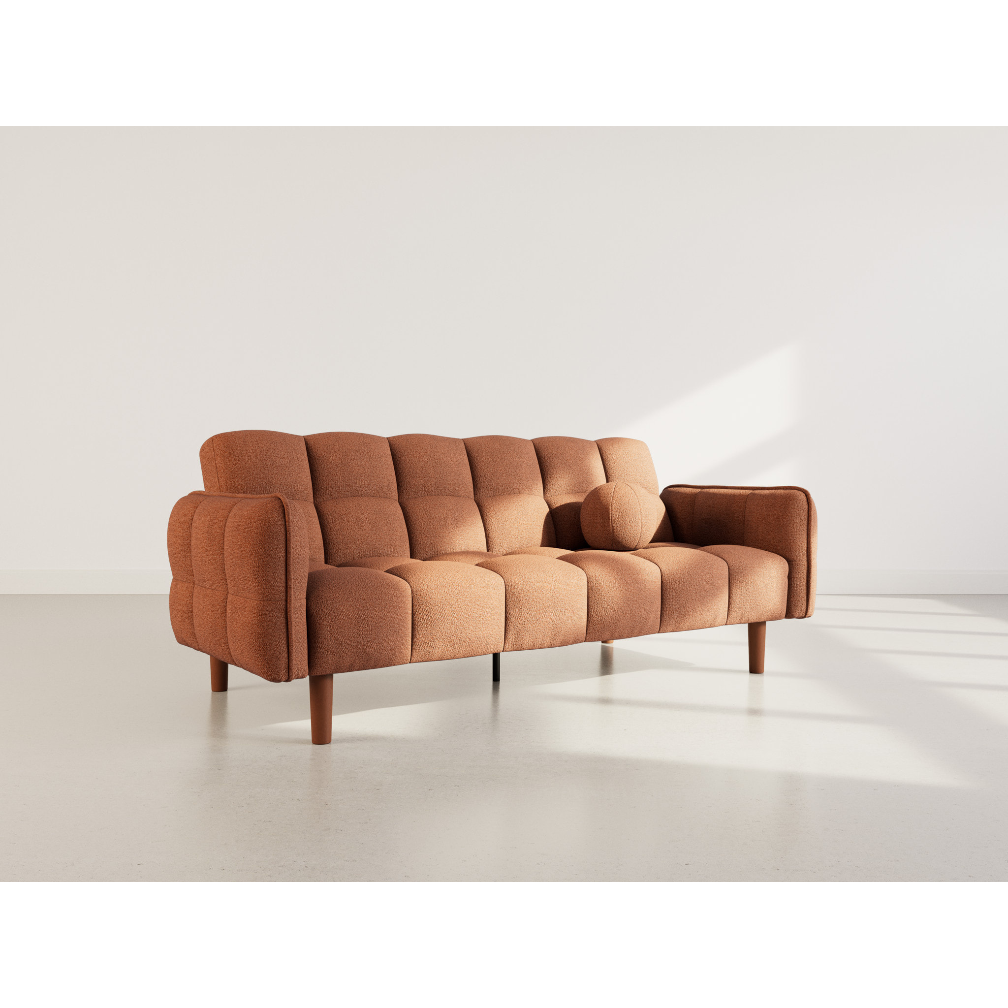 Adam - Canapé convertible clic-clac 2 places en tissu texturé - Terracotta