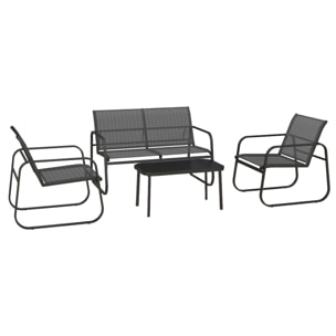 Ensemble salon de jardin 2 fauteuils canapé 2 places table basse