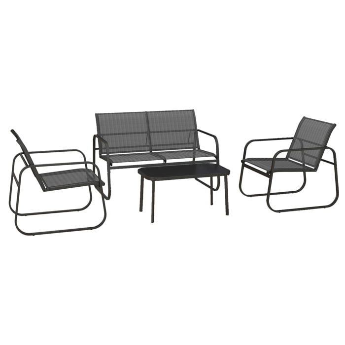 Ensemble salon de jardin 2 fauteuils canapé 2 places table basse