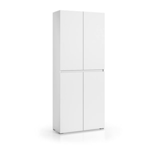 Armadio multiuso grande Dbalestr, Scarpiera con ripiani regolabili, Mobile porta scarpe a 4 ante, 100% Made in Italy, 80x37h195 cm, Bianco