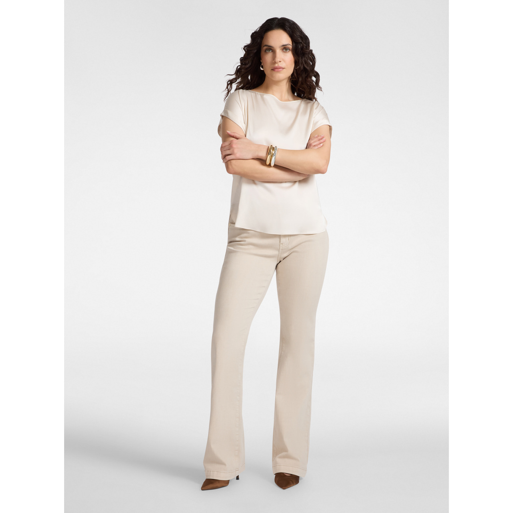 Elena Mirò - Blusa in raso - Beige