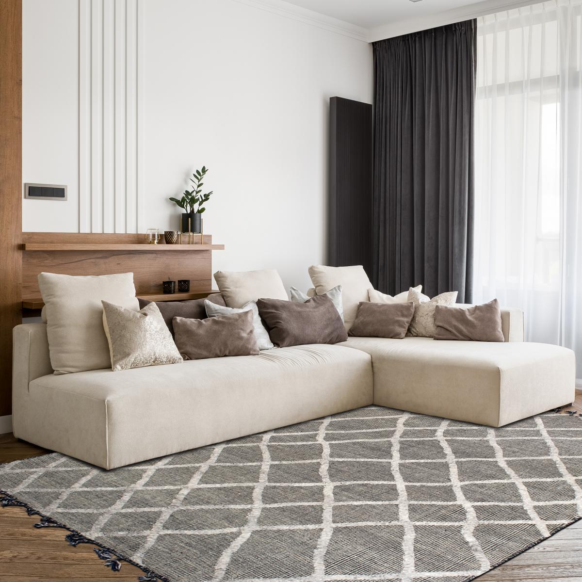 Authentique tapis tissé main en relief en laine