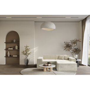 Canapé droit modulable avec ottoman en tissu texturé "Lusso" - 3 places - Beige