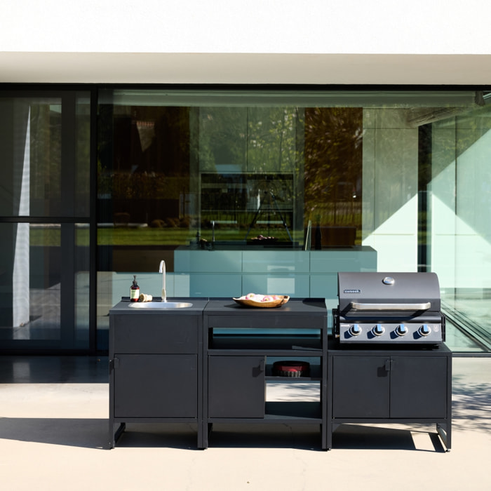 Cuisine extérieure 3 modules acier inoxydable avec barbecue gaz 4 brûleurs KEA