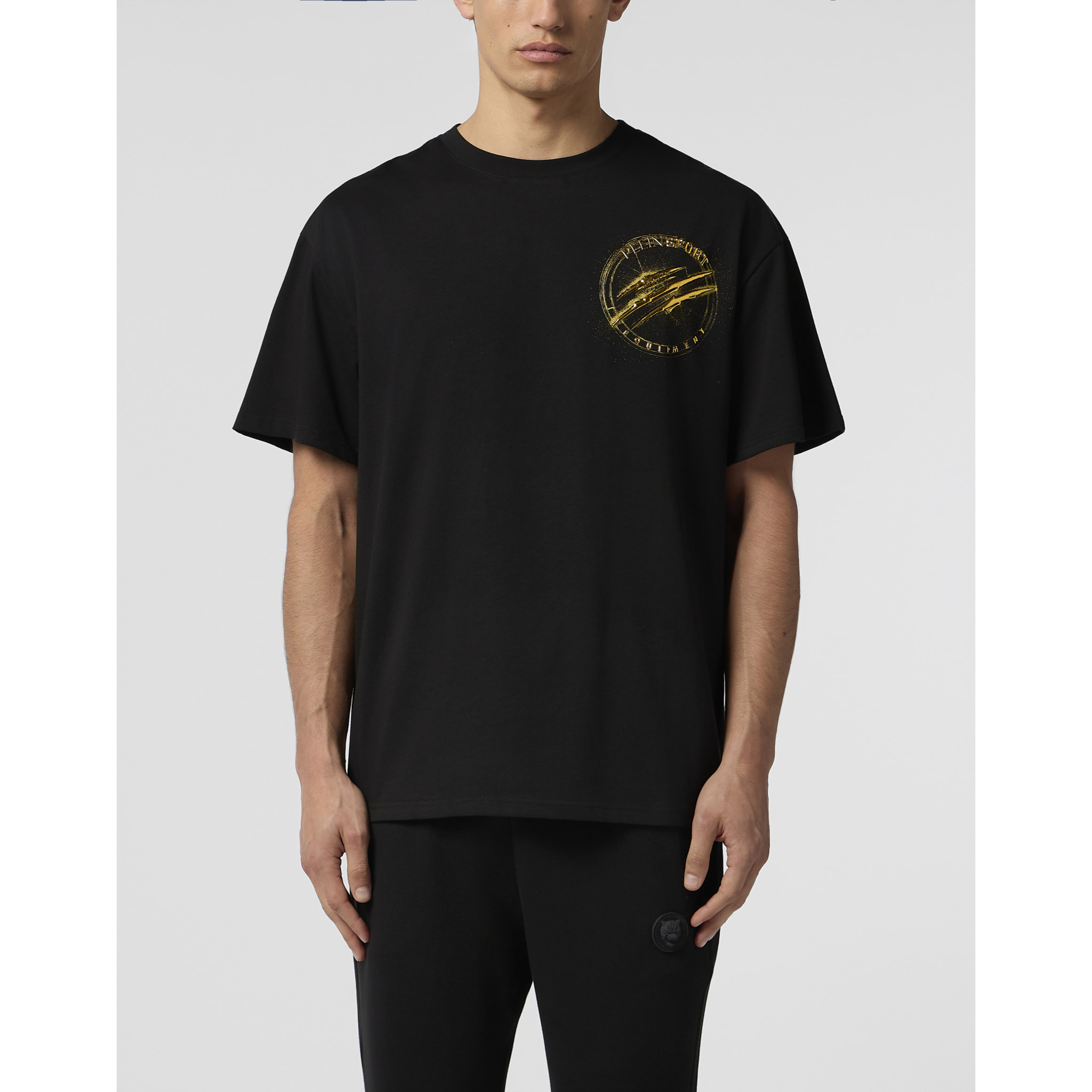 PLEIN SPORT Round Neck T-Shirt Chrome Scratch Edition