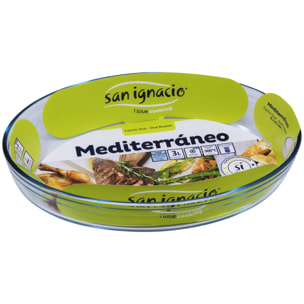 Fuente ovalada 35x24x6cm 3 litros borosilicato Mediterráneo