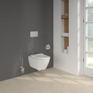 Pack WC sans bride Subway 2.0 avec abattant frein de chute + bâti Viconnect PRO + plaque Chromé mat  + Tabouret bois