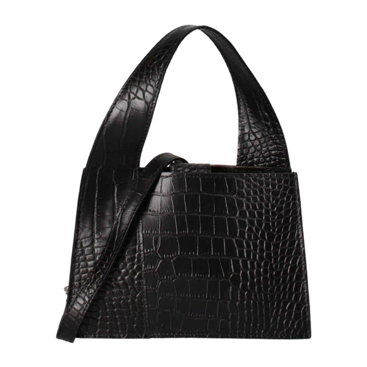 Borsa a mano da donna - Modello False - Vera pelle effetto cocco - 21.0 x 14.0 x 8.0 cm