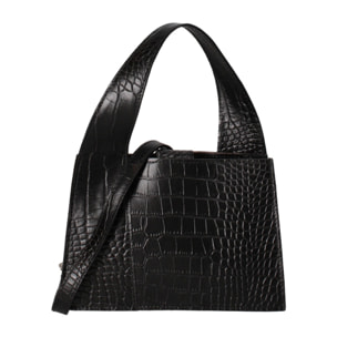 Borsa a mano da donna - Modello False - Vera pelle effetto cocco - 21.0 x 14.0 x 8.0 cm