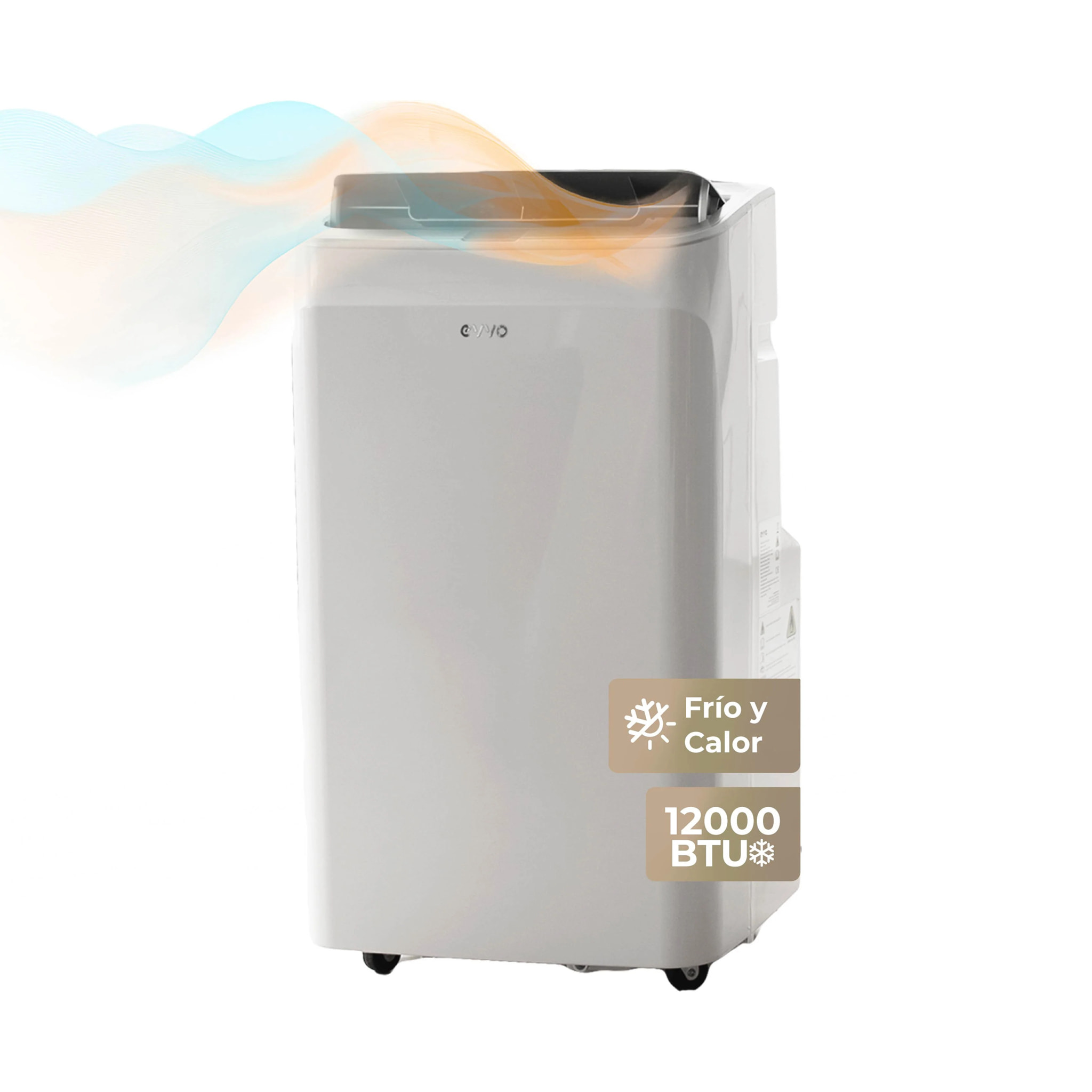 EVVO Aire Acondicionado Portatil Frio y Calor P12, silencioso, 4 en 1 - Refrigeración, calefacción, ventilación y deshumidificación