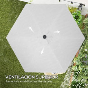 Toldo de Recambio de Sombrilla de 3 m Toldo de Repuesto para Sombrilla de Patio con Ventilación Superior Protección UV 30+ Cubierta de Repuesto para Parasol de Poliéster para Exteriores Crema