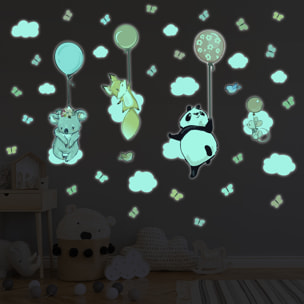 Sticker phosphorescent lumineux - ANIMAUX HEUREUX VOLANTS