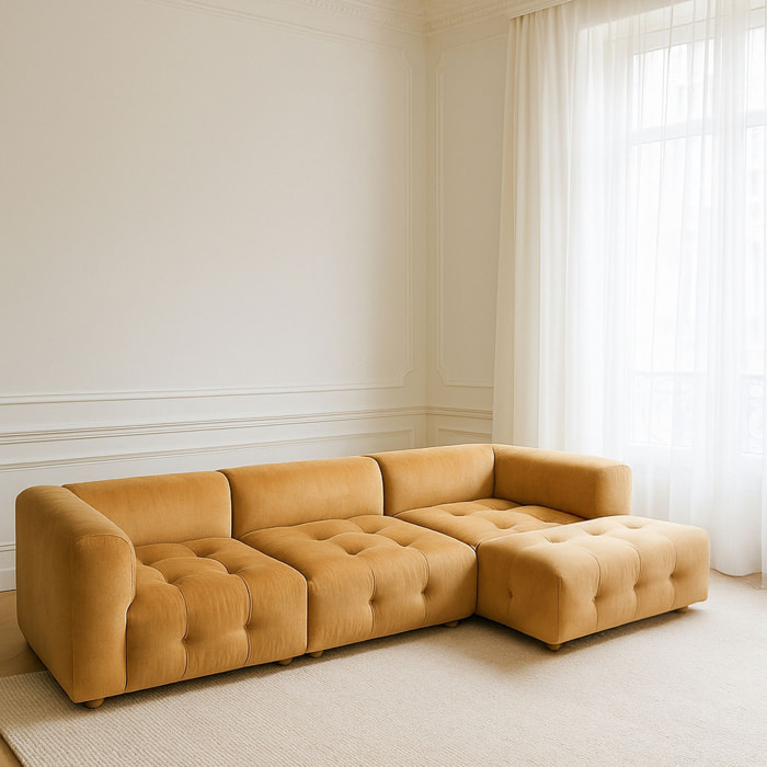 Canapé 4 places en velours ocre TWIGGY