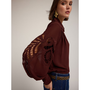 Motivi - Camisa con mangas entalladas - Marrón