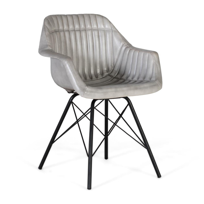 Silla de Piel 61 Cm Estilo Industrial