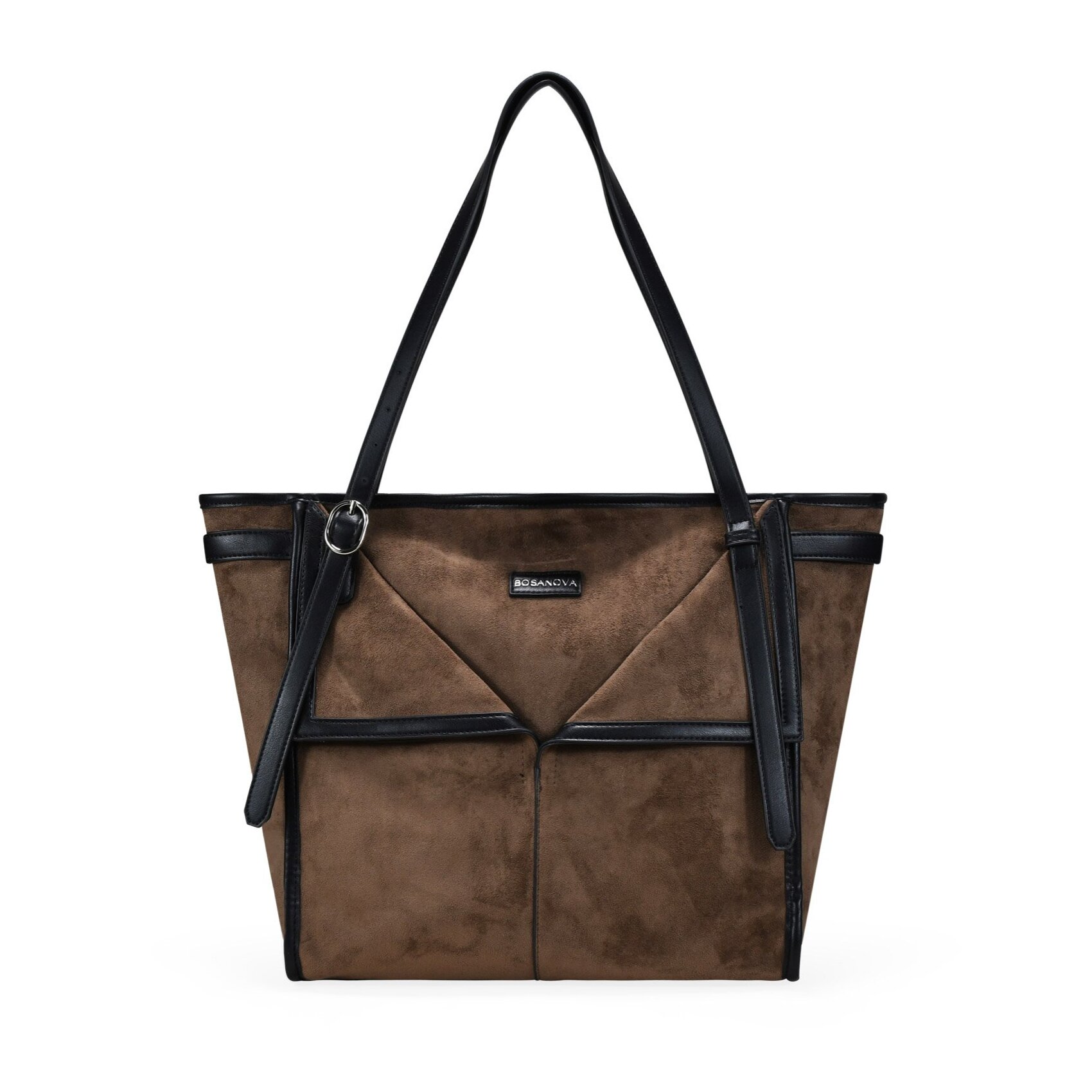 Bolso de hombro marrón con hebillas