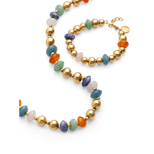 Pack Regalo Collar y Pulsera Bomb Acero Baño Oro